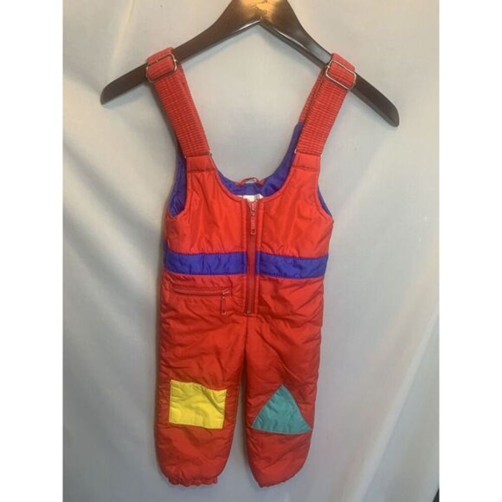 Vintage 2T 1st Team Colorblock 80S 90s‎ Overall UNIQUE Snow  Bibs Retro Shapes
